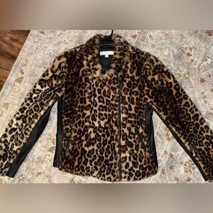 New York & Company Leopard Print Teddy Jacket